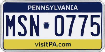 PA license plate MSN0775