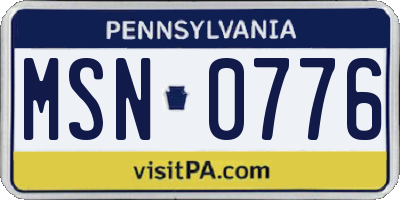 PA license plate MSN0776