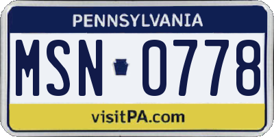 PA license plate MSN0778