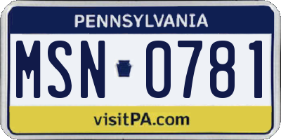 PA license plate MSN0781