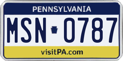 PA license plate MSN0787