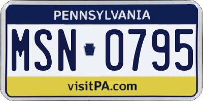 PA license plate MSN0795