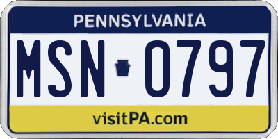 PA license plate MSN0797