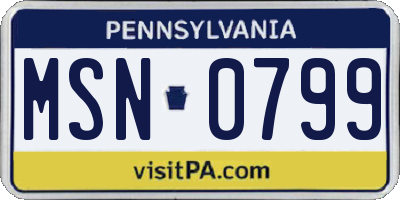 PA license plate MSN0799
