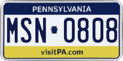 PA license plate MSN0808