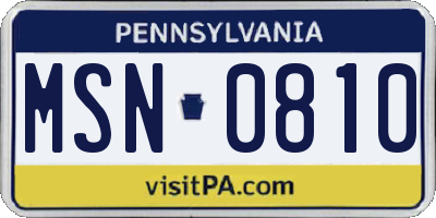 PA license plate MSN0810
