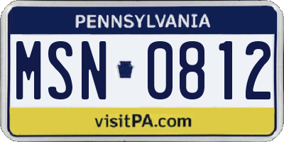 PA license plate MSN0812