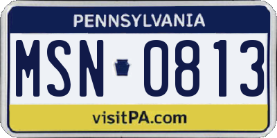 PA license plate MSN0813