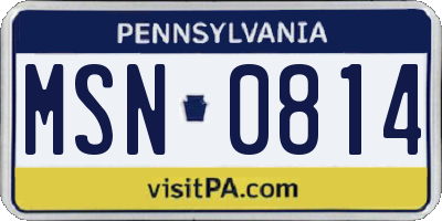 PA license plate MSN0814