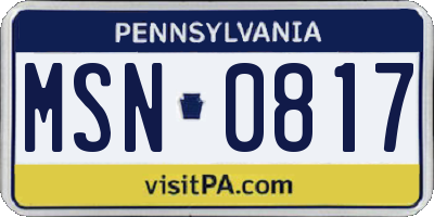 PA license plate MSN0817
