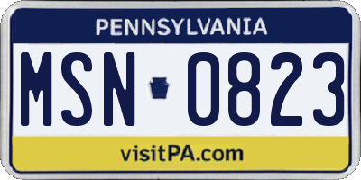 PA license plate MSN0823