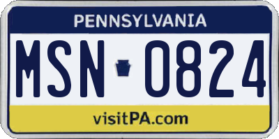 PA license plate MSN0824