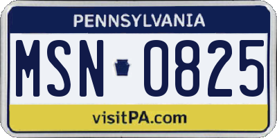 PA license plate MSN0825