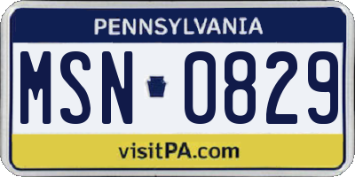 PA license plate MSN0829