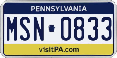PA license plate MSN0833