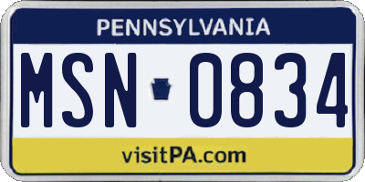 PA license plate MSN0834