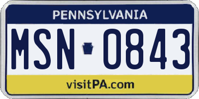 PA license plate MSN0843