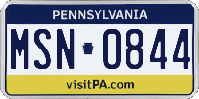 PA license plate MSN0844