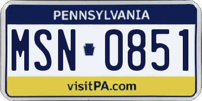 PA license plate MSN0851