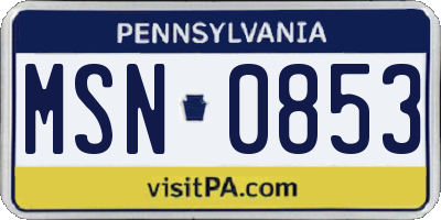 PA license plate MSN0853