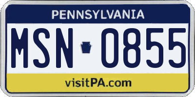 PA license plate MSN0855