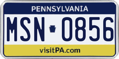 PA license plate MSN0856