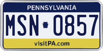 PA license plate MSN0857