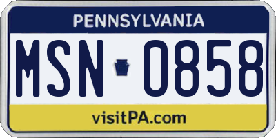 PA license plate MSN0858