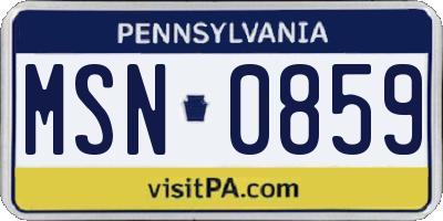 PA license plate MSN0859