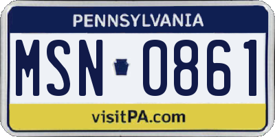 PA license plate MSN0861