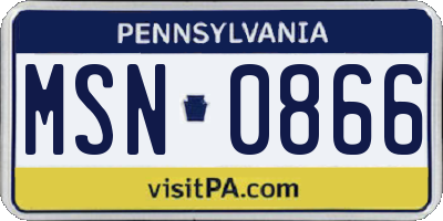 PA license plate MSN0866