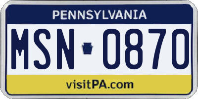 PA license plate MSN0870