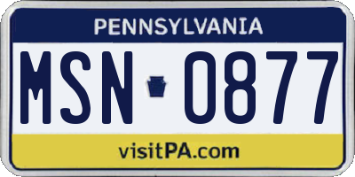 PA license plate MSN0877