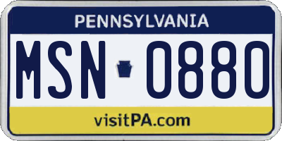 PA license plate MSN0880