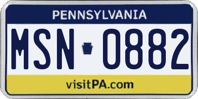 PA license plate MSN0882