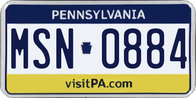 PA license plate MSN0884