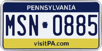 PA license plate MSN0885