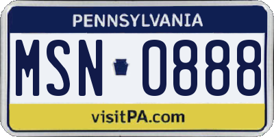 PA license plate MSN0888