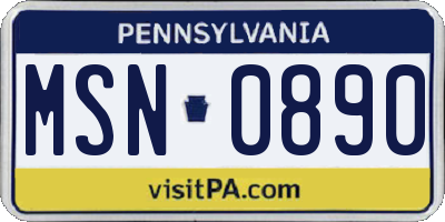 PA license plate MSN0890