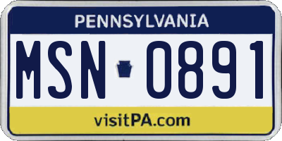 PA license plate MSN0891