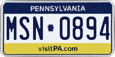 PA license plate MSN0894