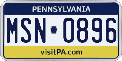 PA license plate MSN0896