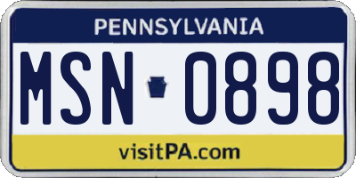 PA license plate MSN0898