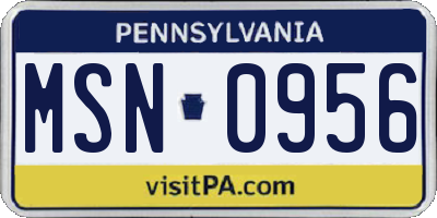 PA license plate MSN0956