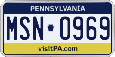 PA license plate MSN0969