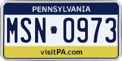 PA license plate MSN0973