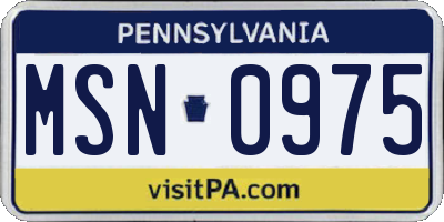 PA license plate MSN0975