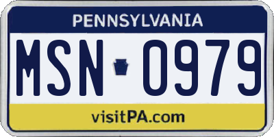 PA license plate MSN0979