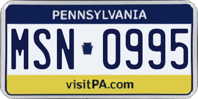 PA license plate MSN0995