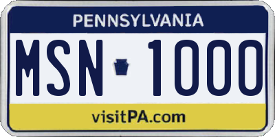 PA license plate MSN1000